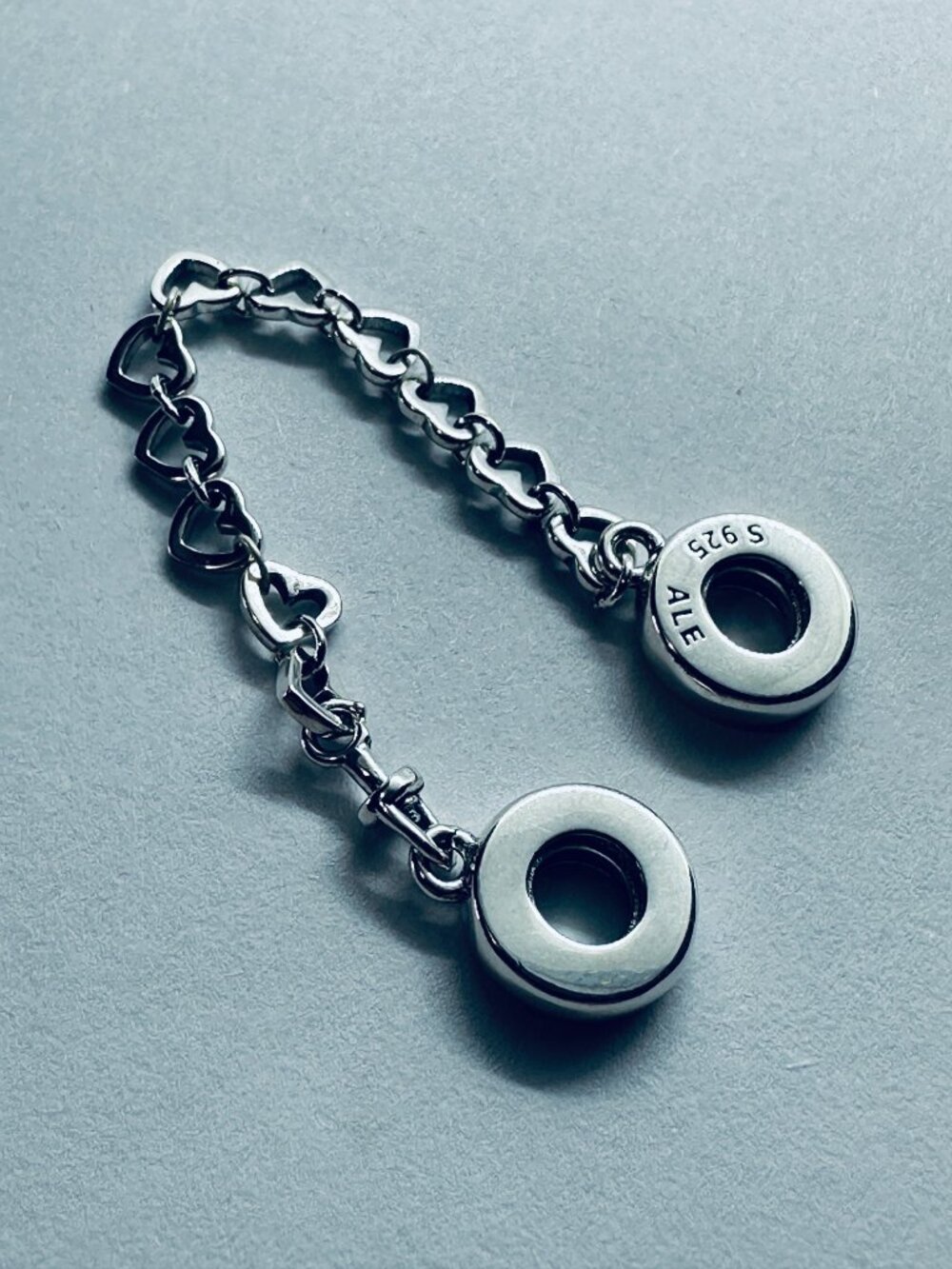 NEW Authentic PANDORA Bracelet Safety Chain Charm LINKED HEARTS Safety Chain - Picture 6 of 7